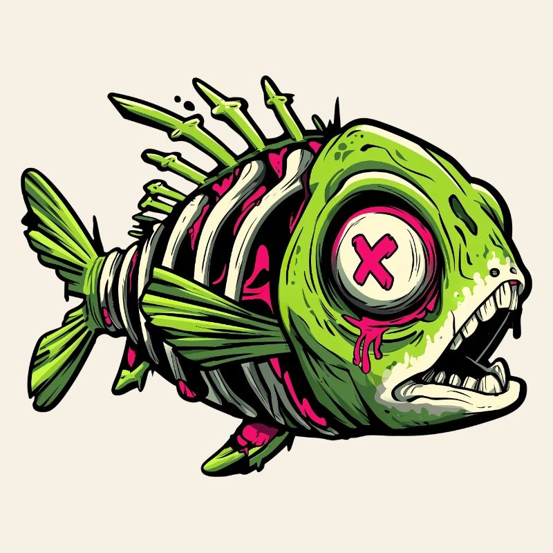 Graffiti de poisson zombie