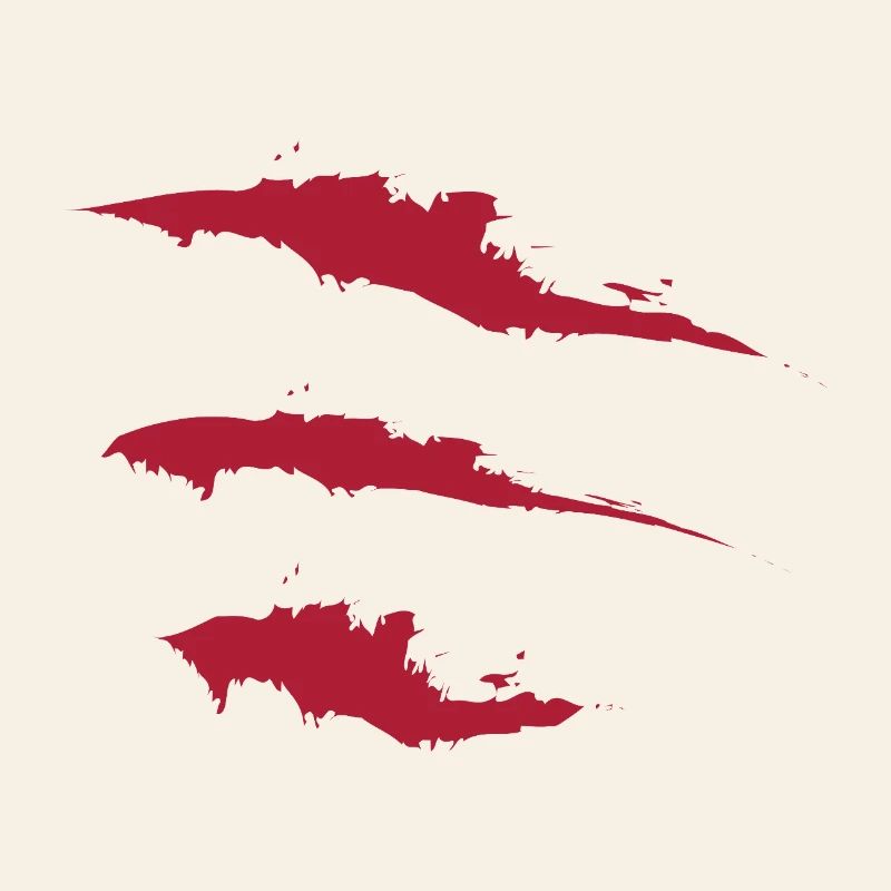 Three red brushstrokes