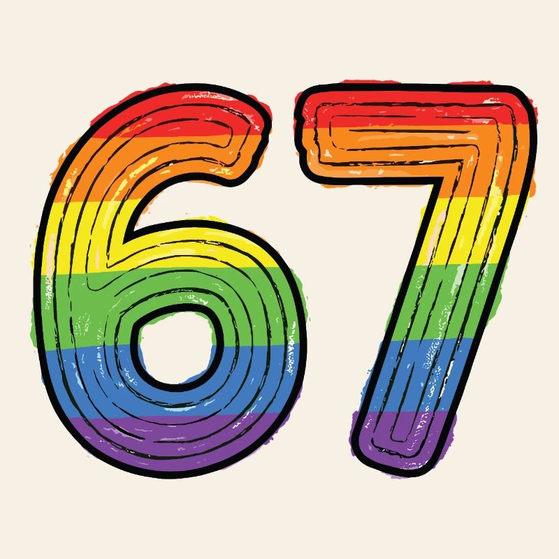 Rainbow 67 Bold Handdrawn Six Seven Digit