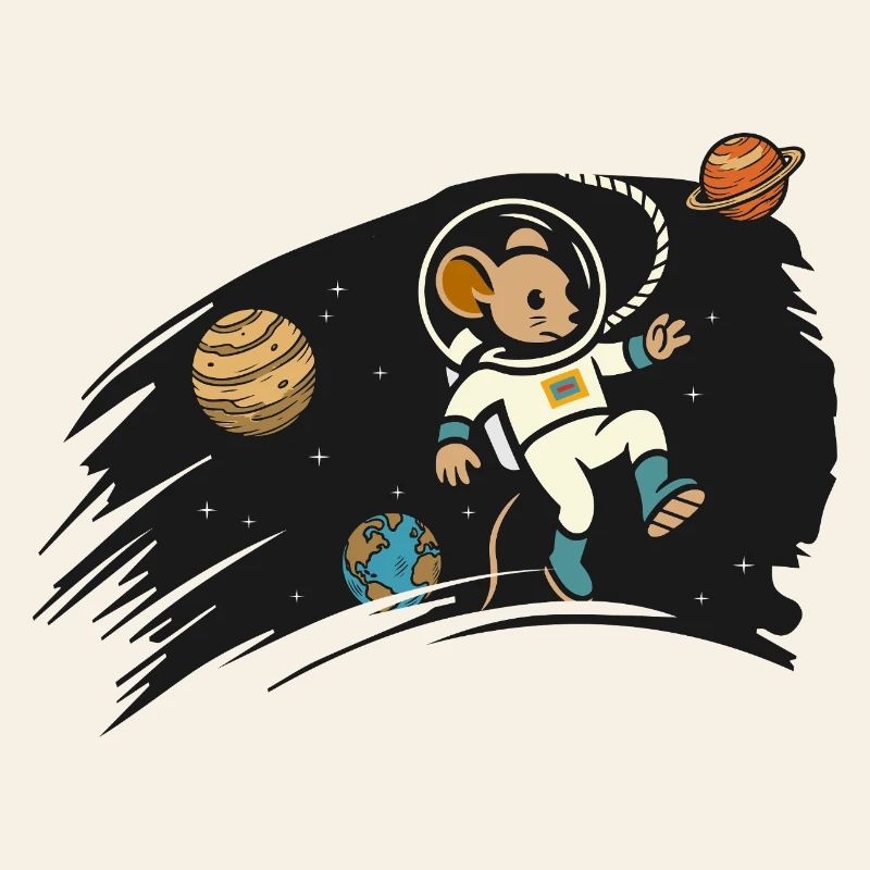 Souris astronaute dans l’espace – Illustration mignonne