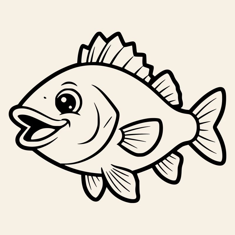 Cute Perch Fish Comic Coloring Page