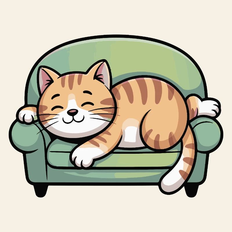 Sleeping cat on sofa