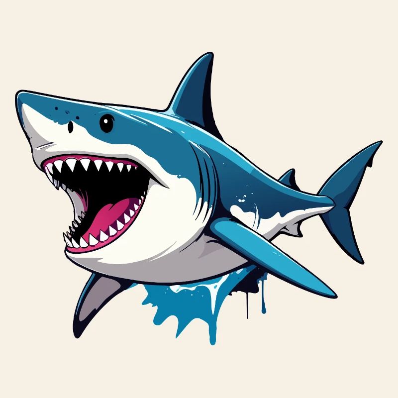 Huge Biting Shark Action Cartoon Shark