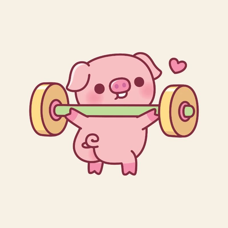 Funny Piggy Doing Squats With Weights