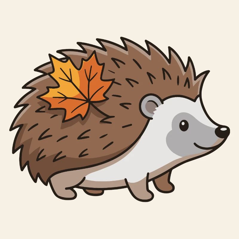Hedgehog Autumn Leaf Cute Animal