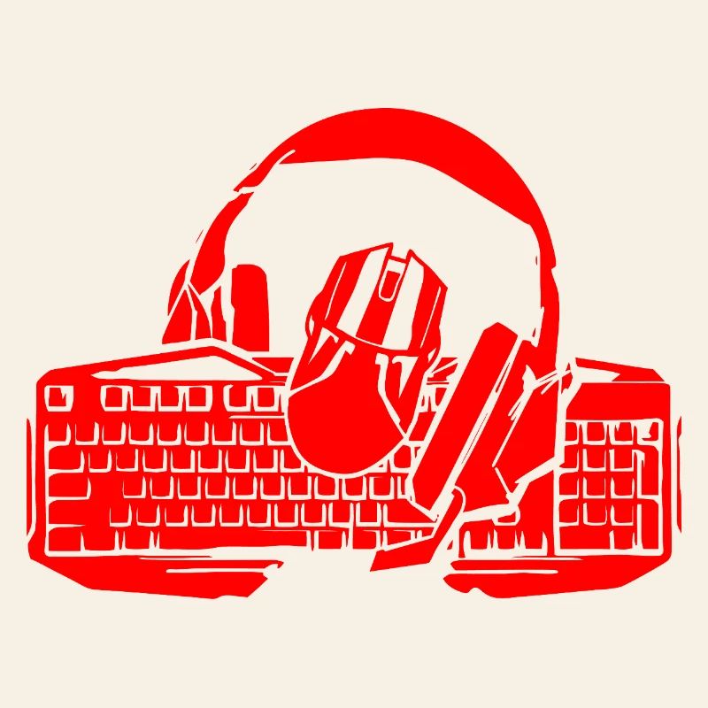 Retro-Keyboard und Kopfhörer