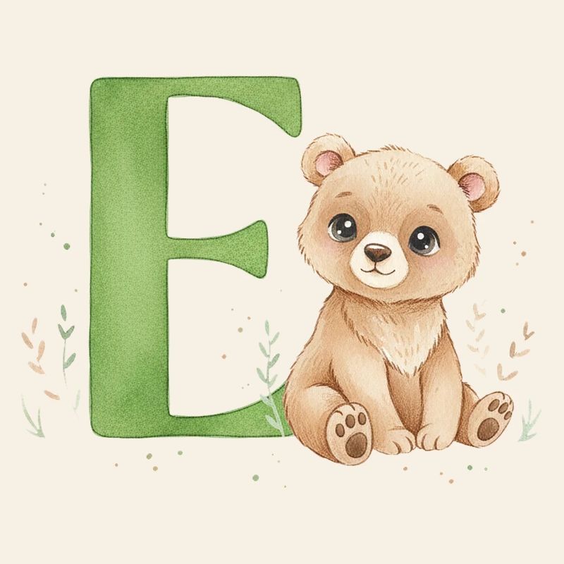 E mit Teddy: Verspielter Buchstabe E