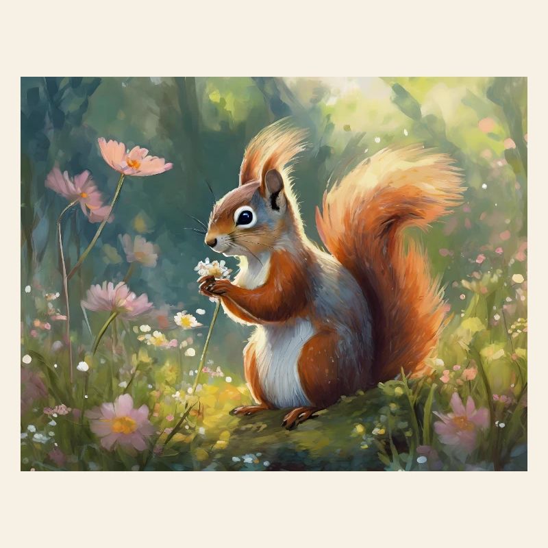 Eichhörnchen im Blumengarten