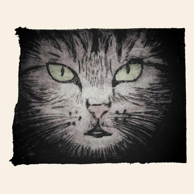 Cat Black - Gravé à la main imprimable