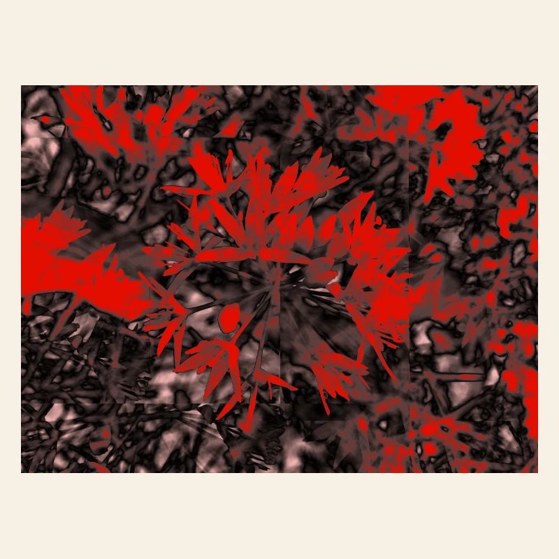 Branches cramoisies en floraison noire