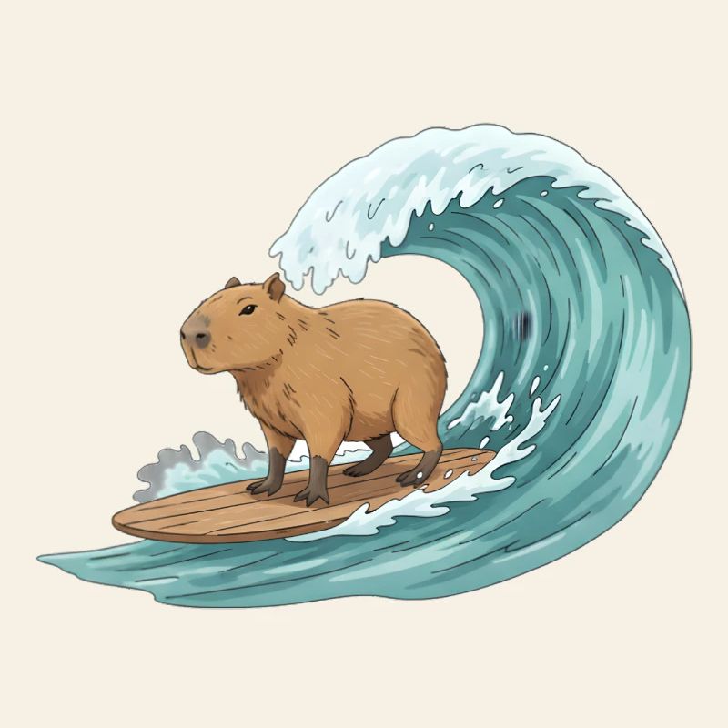 Capybara auf Surfbrett