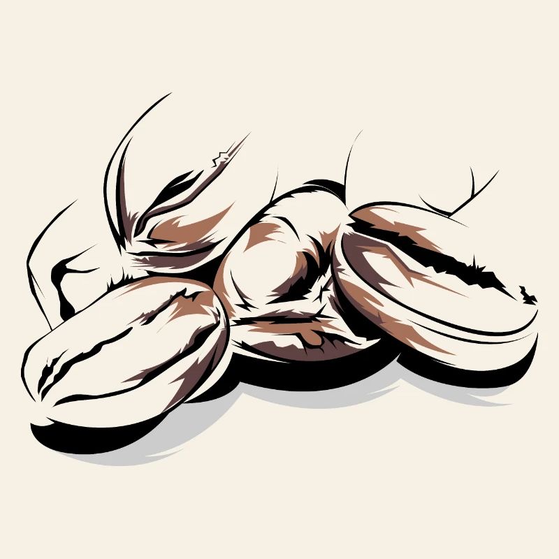 Kaffeebohnen Cafe Illustration Logo Kaffeezeit