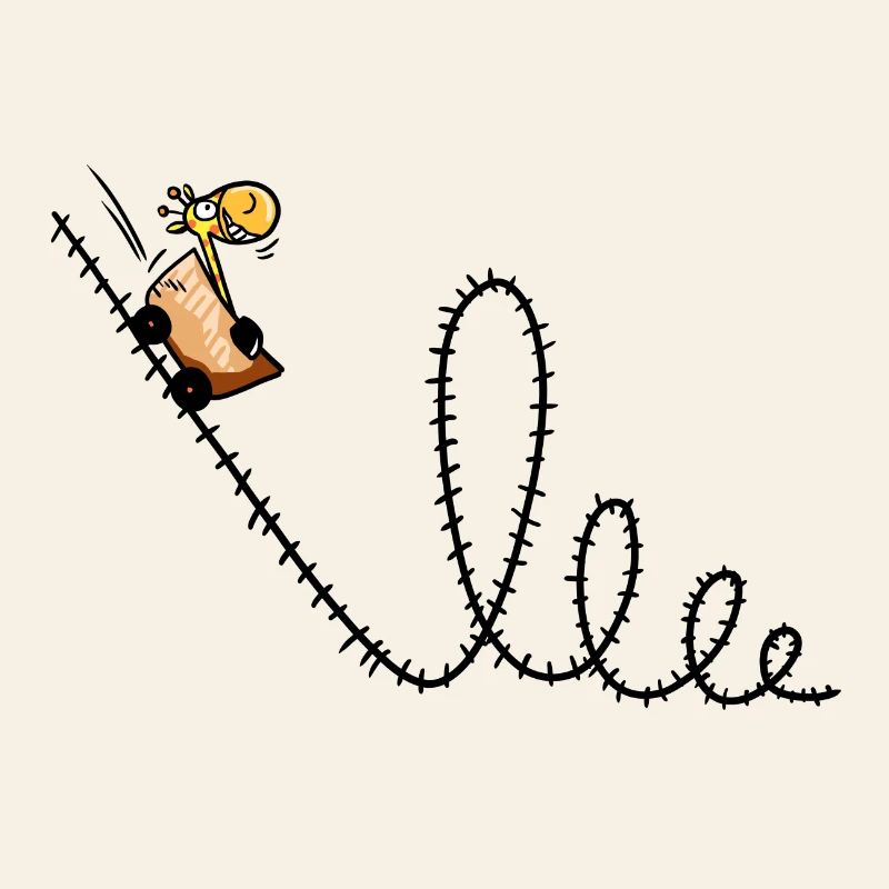 Giraffe rides a roller coaster - Louping - Park