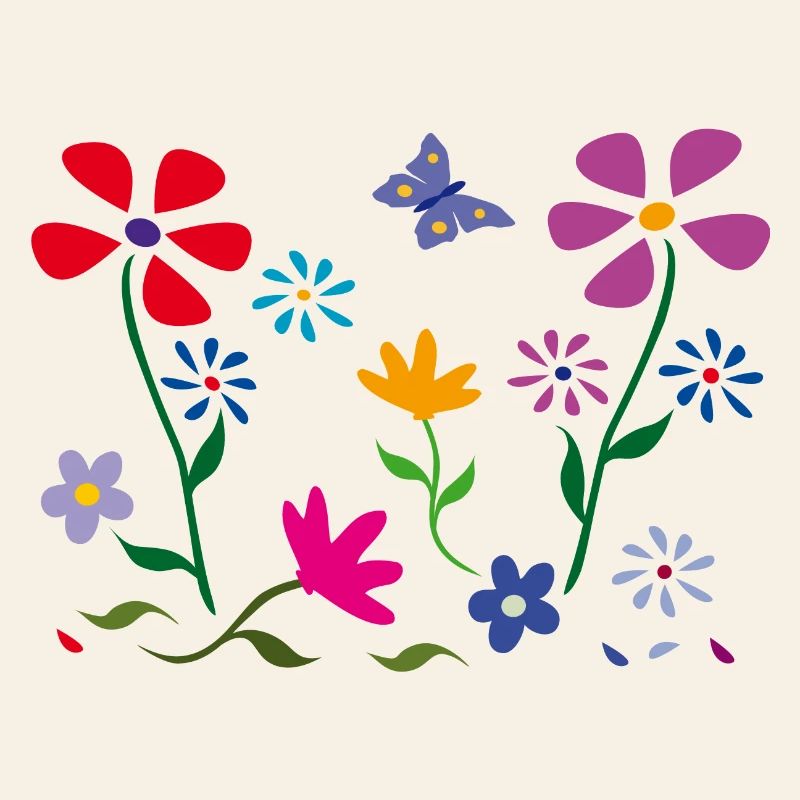 Prairie fleurie, jardin, papillon