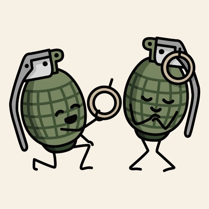 Hand Grenade Marriage Proposal Couples Army Ring Engaged