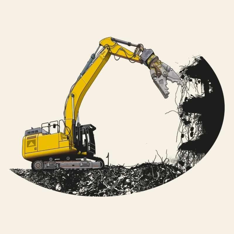 Abreißbagger mit Schrottschere