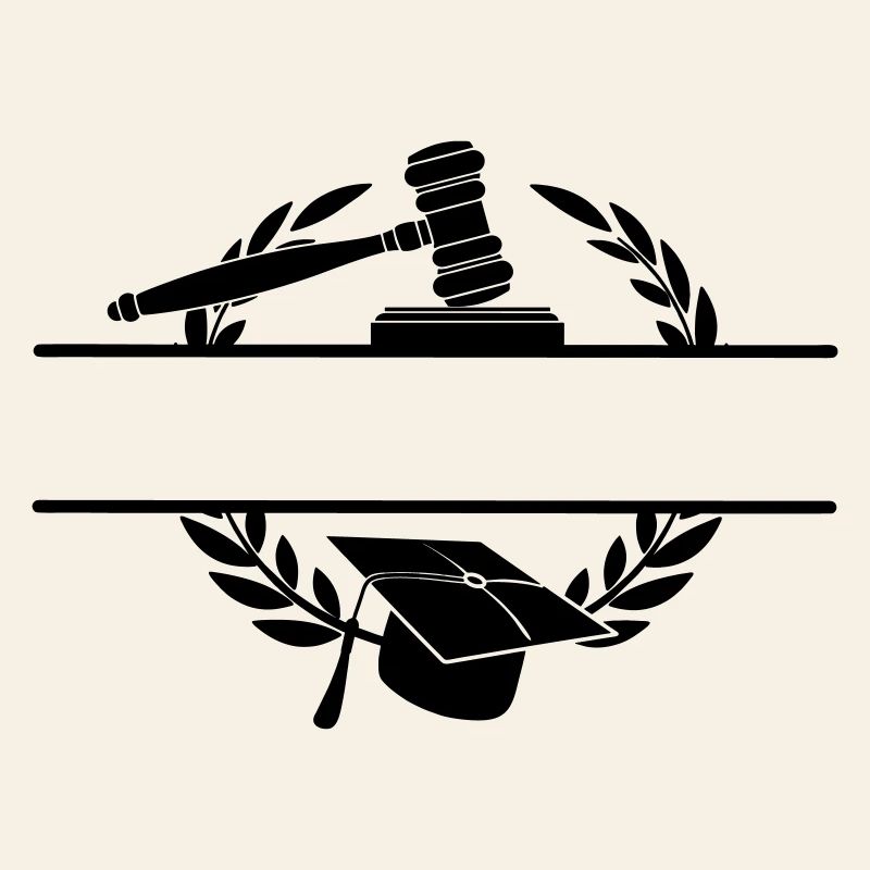 Anwaltsmonogramm mit Hut und Hammer