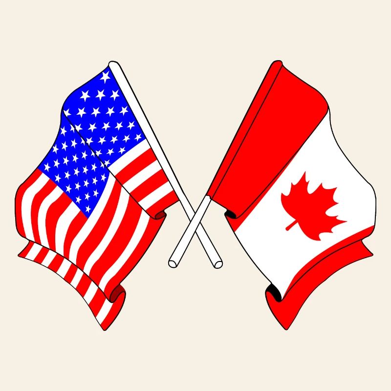 Drapeau des États-Unis et drapeau du Canada