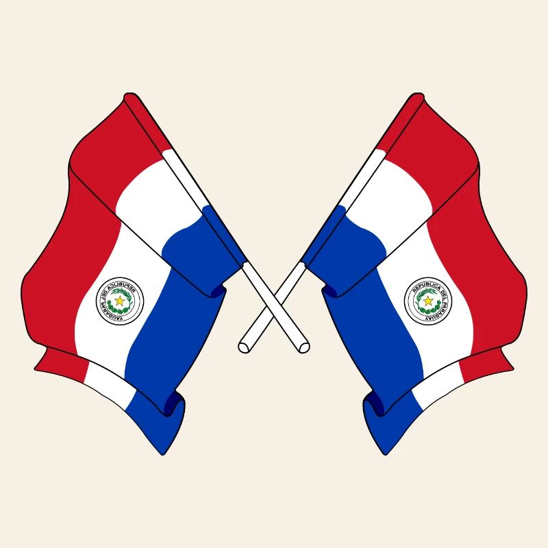 Deux drapeaux croisés du Paraguay