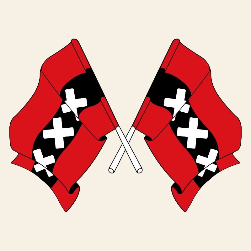 Deux drapeaux Amsterdam Pays-Bas