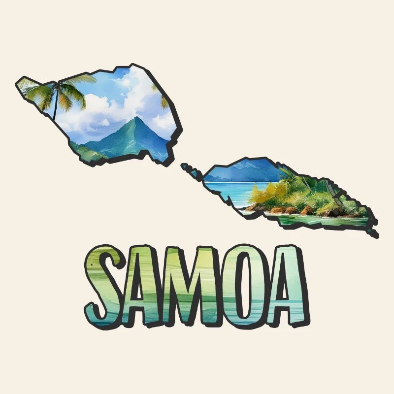Carte aquarelle Samoa