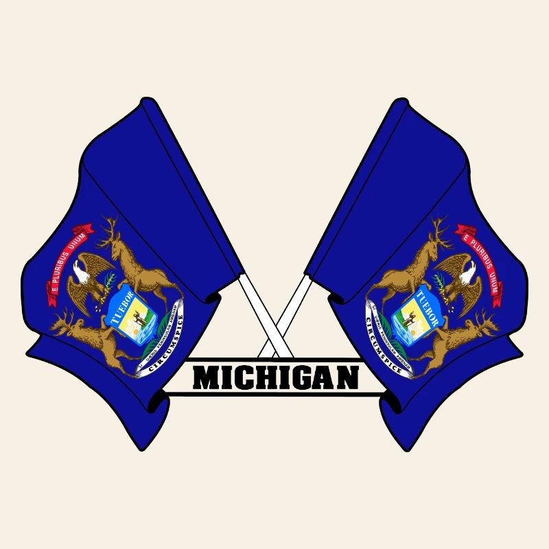 Two flags text MICHIGAN