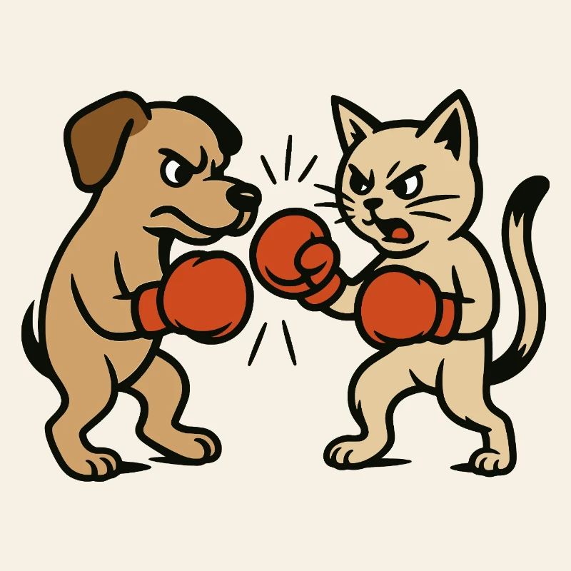Combat d’animaux de compagnie Chat Chien Boxe Duel