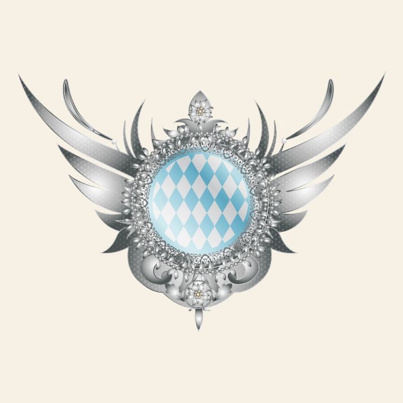 Silver wing crest with diamond pattern