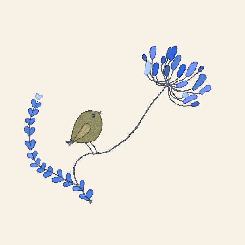 Vogel mit Blume