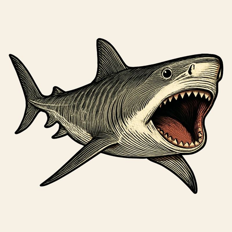 Requin tigre avec gueule ouverte