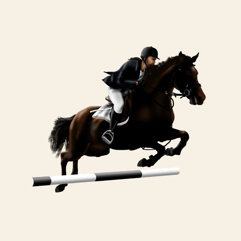 Cheval cabré avec cavalier