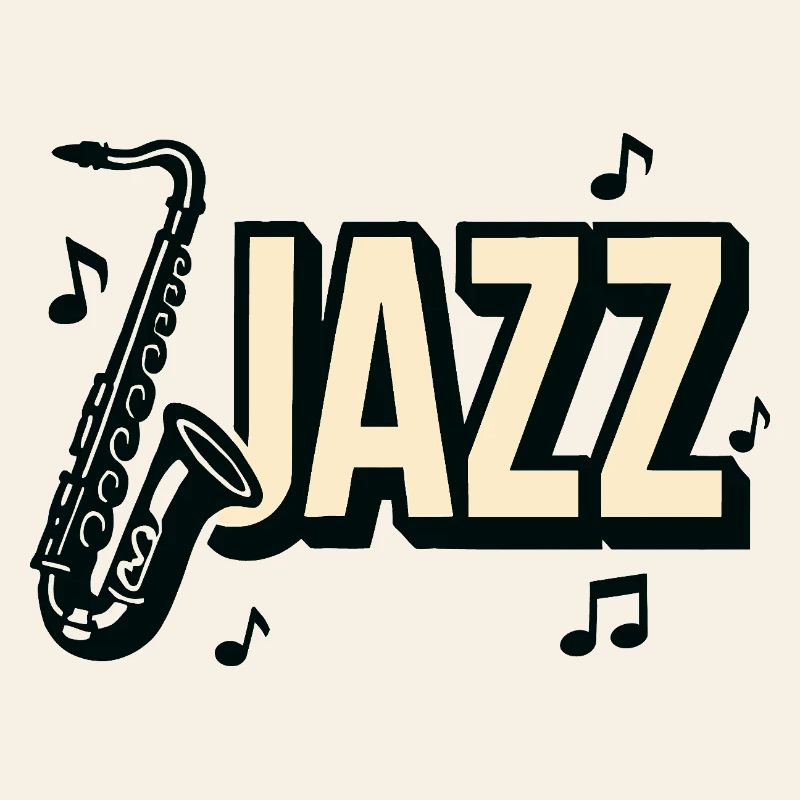 Typography jazz saxophone musical notes