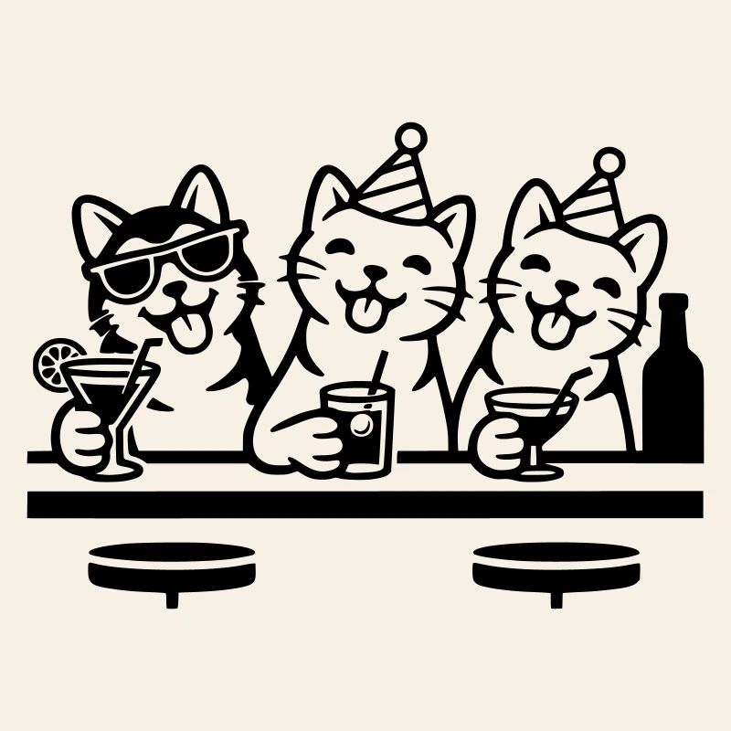 Fête Chats Gueule de bois Bar Boire