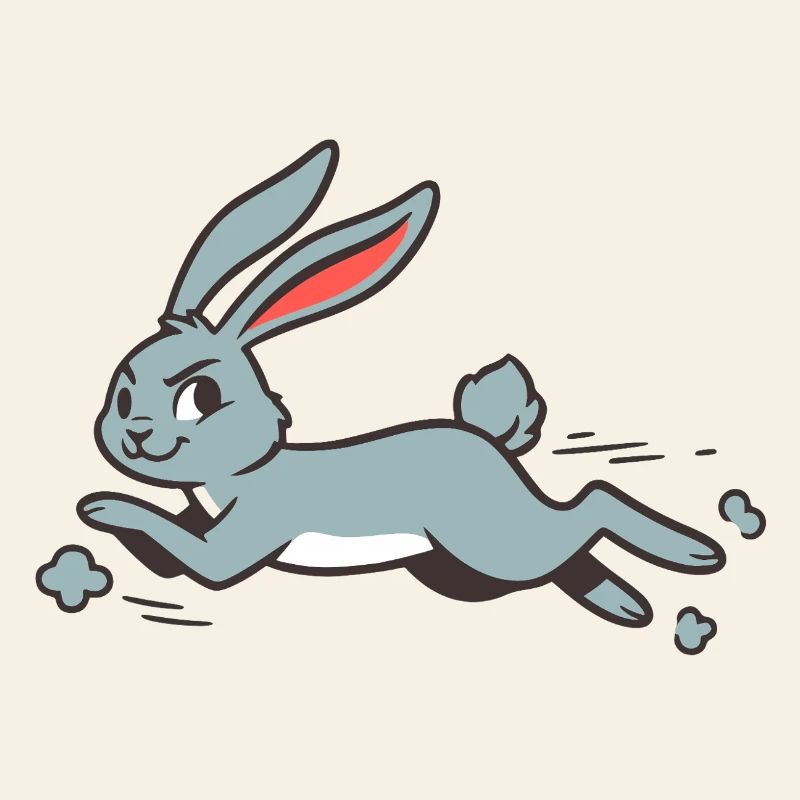 Running Bunny Rabbit Long-Eared Comic Funny