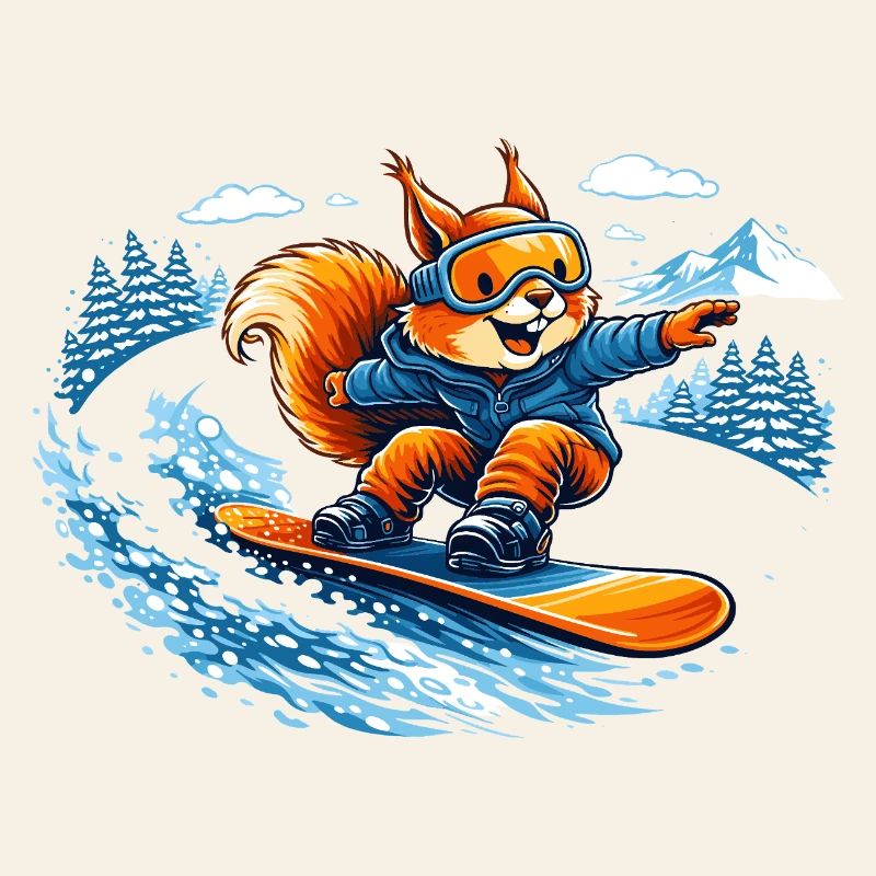 Drôle d’écureuil snowboard – Divertissements d’hiver