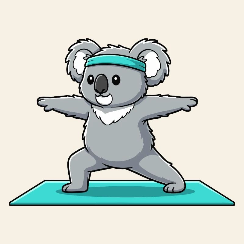 Yoga Koala Bear Doing Warrior Pose