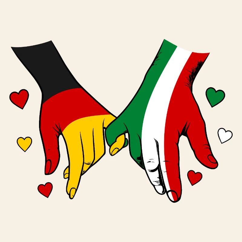 Germany Italy Flags Holding Hands
