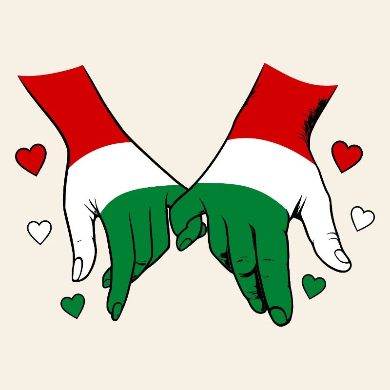 Drapeau hongrois main dans la main