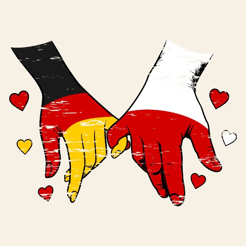 Germany Poland Flag Holding Hands