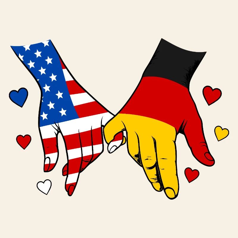USA Germany Flags Holding Hands