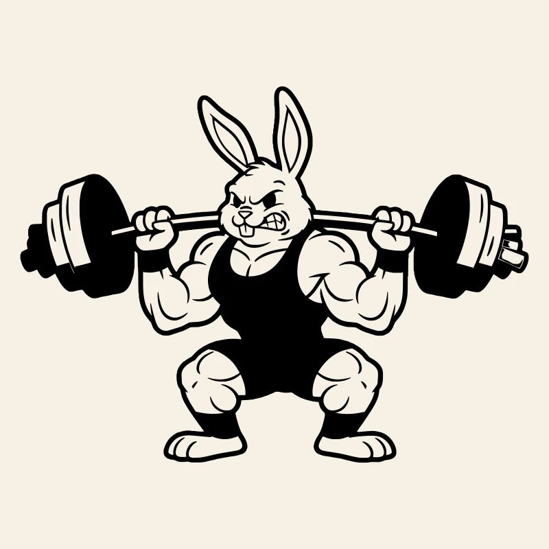 Muscle Bunny Dumbbell Outline