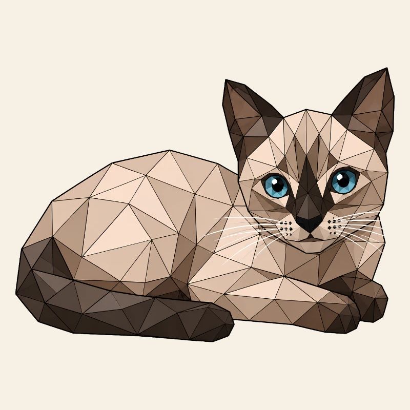Findus Chat Géométrique aux Yeux Bleus