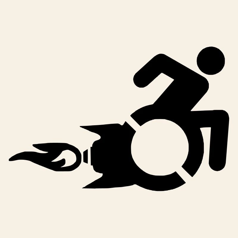 Utilisateur de fauteuil roulant avec propulsion par fusée #