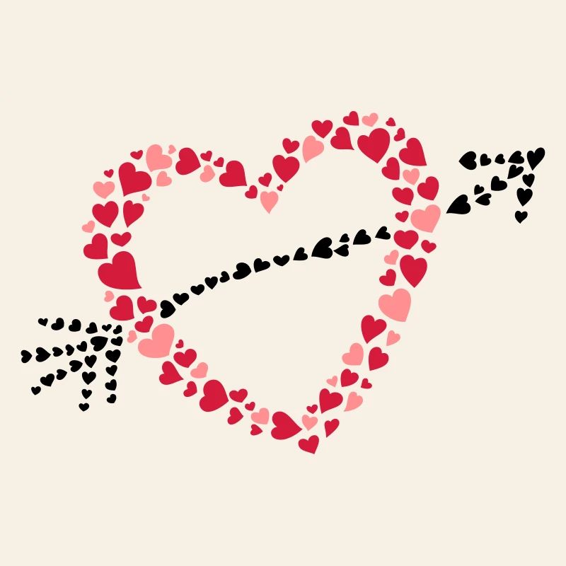Large heart with arrow from many hearts.
