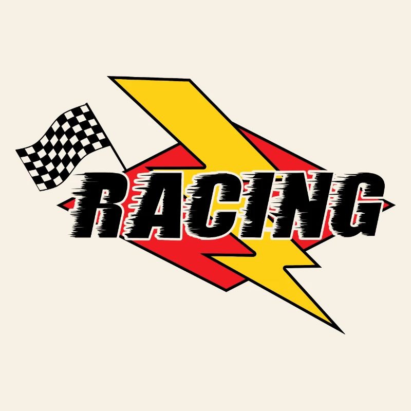 Éclair de course et drapeau