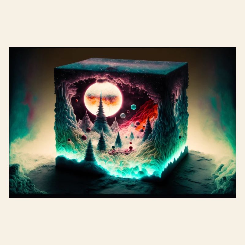 Paysage du Cube de Néon de la Lune