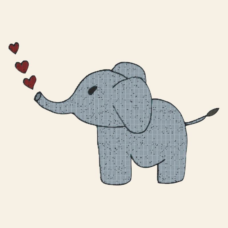 Elephant fabric with hearts