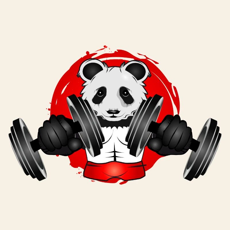 Bodybuilder Panda Bear avec haltère en Gym Patch
