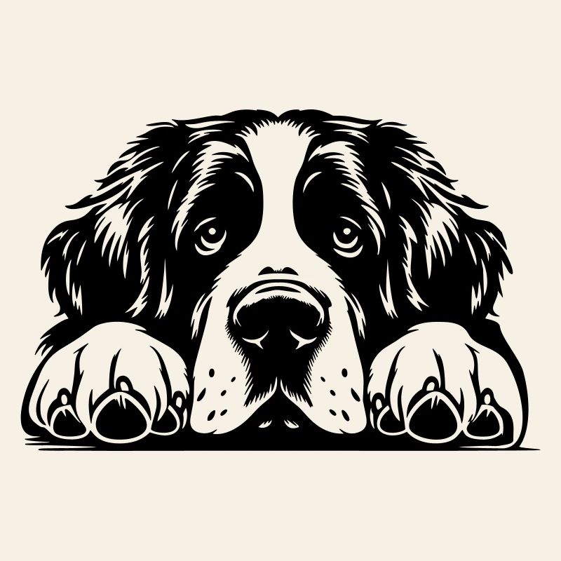 St. Bernard head with paws