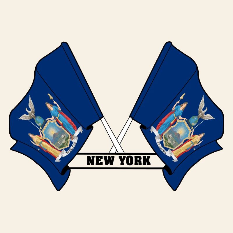 Deux drapeaux texte NEW YORK